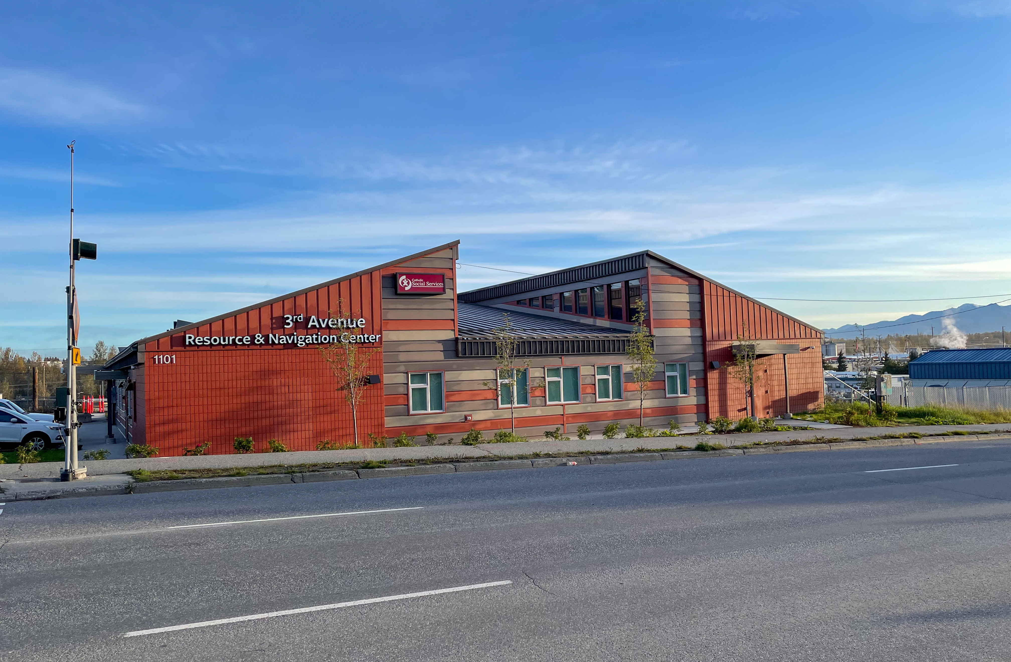 The exterior Building of the 3rd Avenue Navigation and Resource Center in Anchorage, AK.