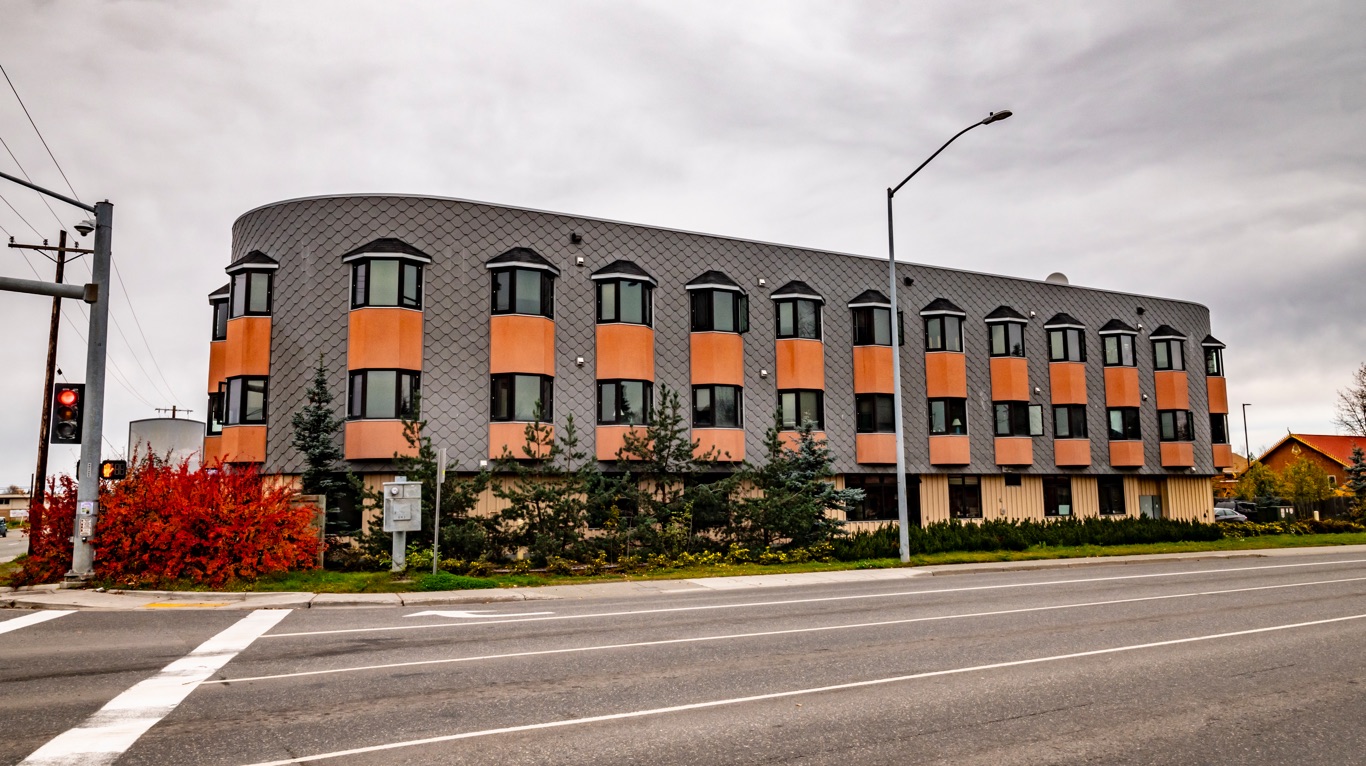 The exterior building of the Complex Care Shelter in Anchorage, AK.