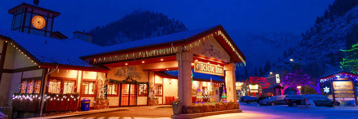 Icicle Village Resort in the snow