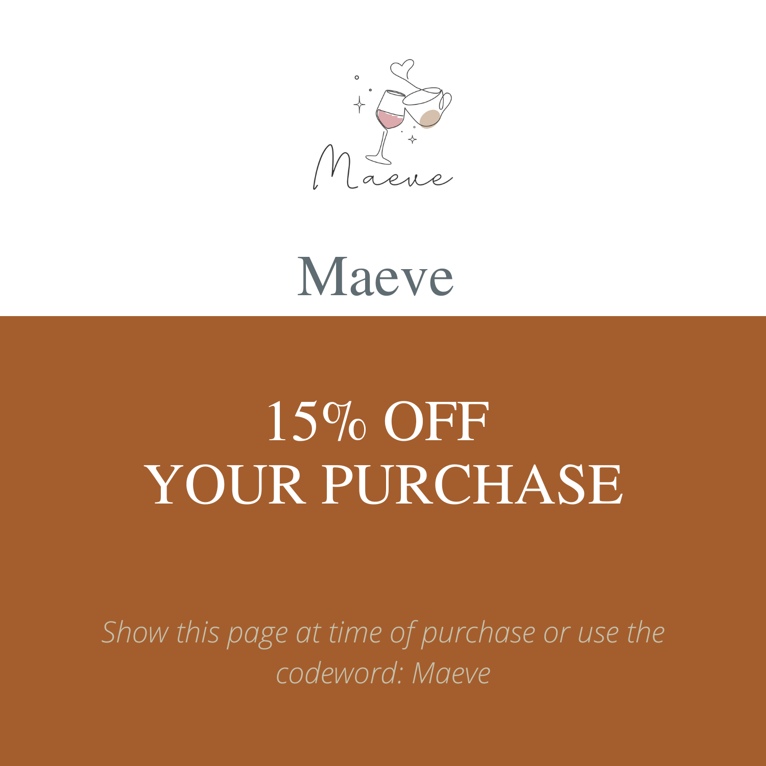 Maeve Wine and Coffee 15% off flyer