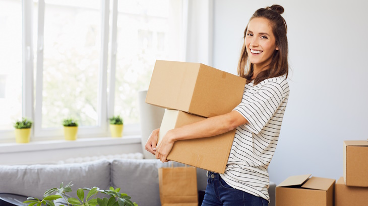 girl moving into new apartment