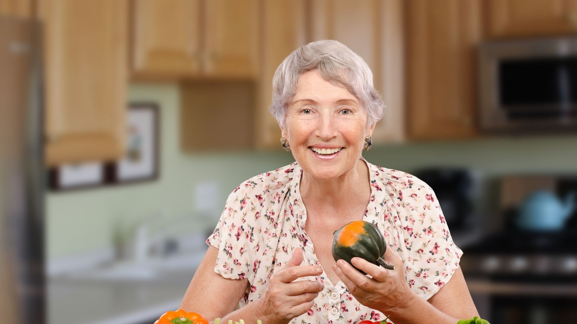 senior with nutritional vegetables