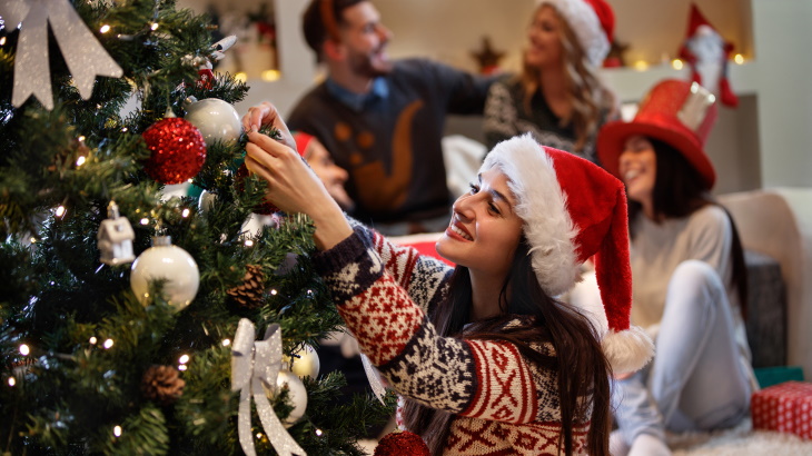 decorating a Christmas tree