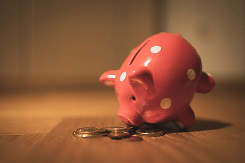 piggy bank smelling risky investment