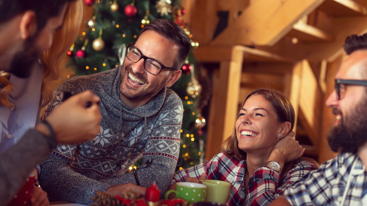 friends gathering for the holidays