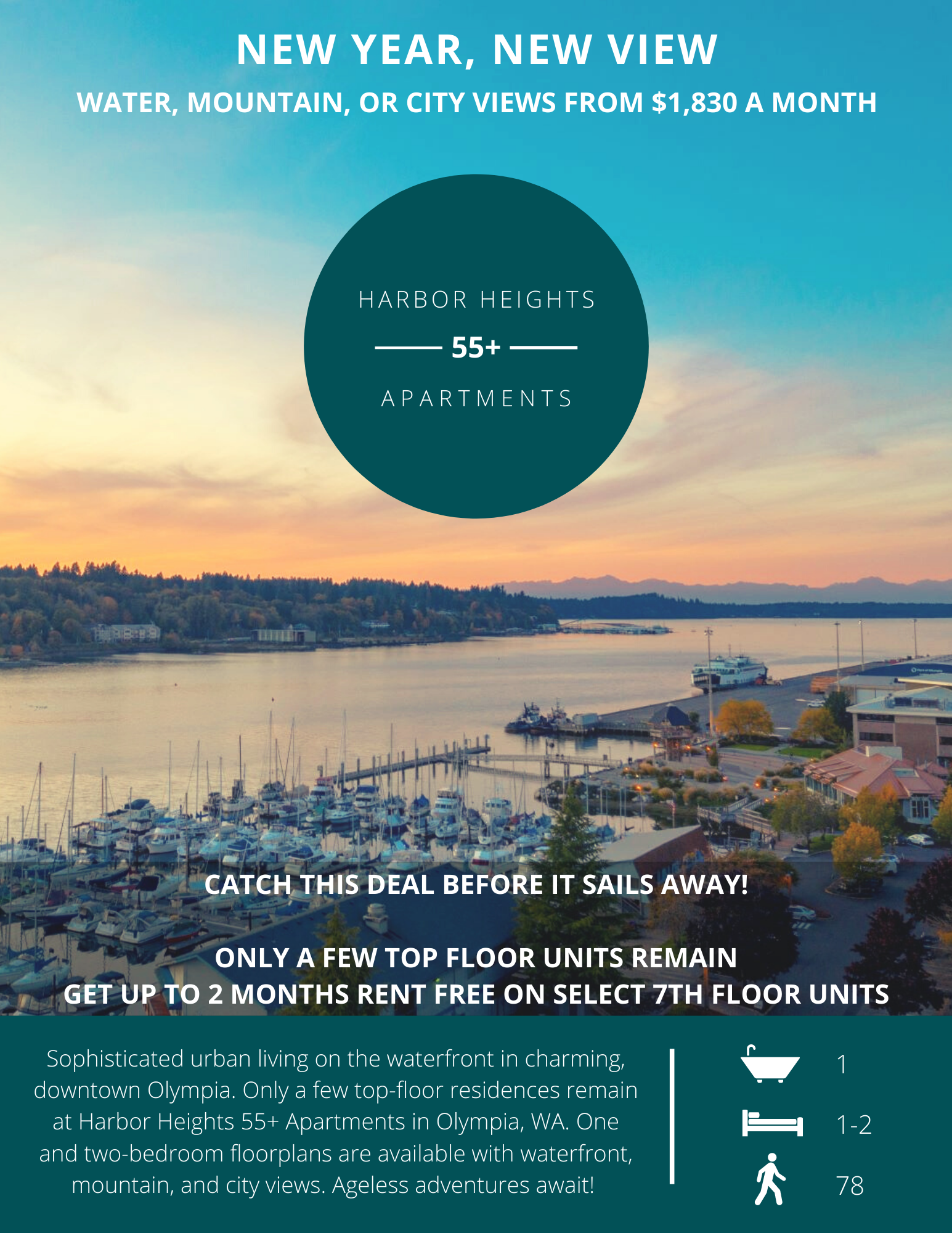 advertisement for 7th floor specials at Harbor Heights
