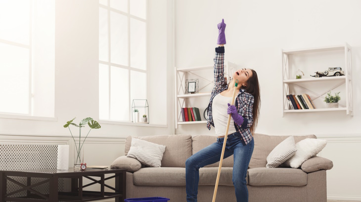 woman cleaning her apartment