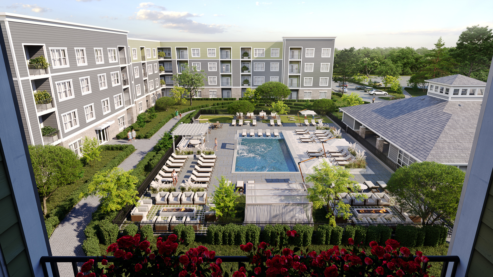 A rendering of the Forest Edge Apartments, a 248-unit luxury multifamily apartment community.