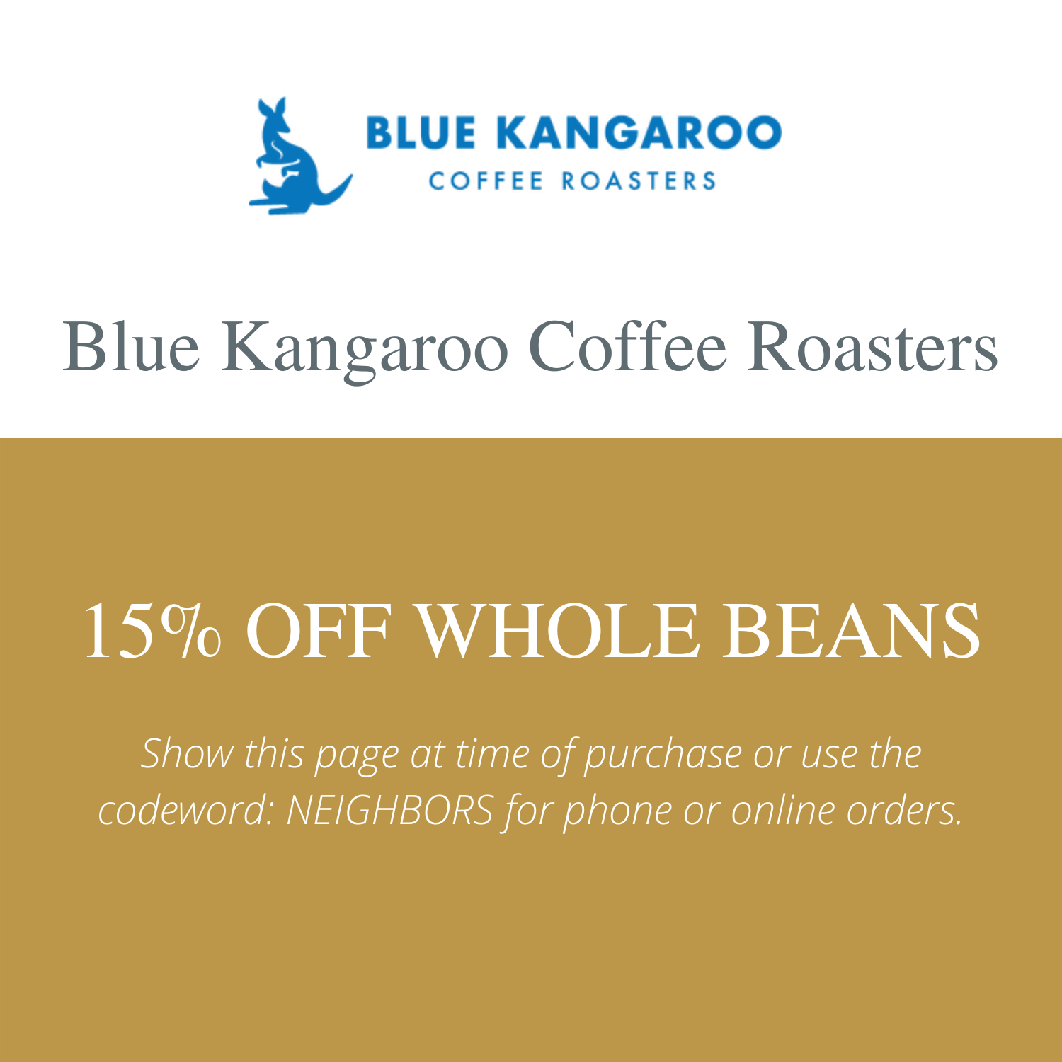 Blue Kangaroo Coffee Roasters Flyer