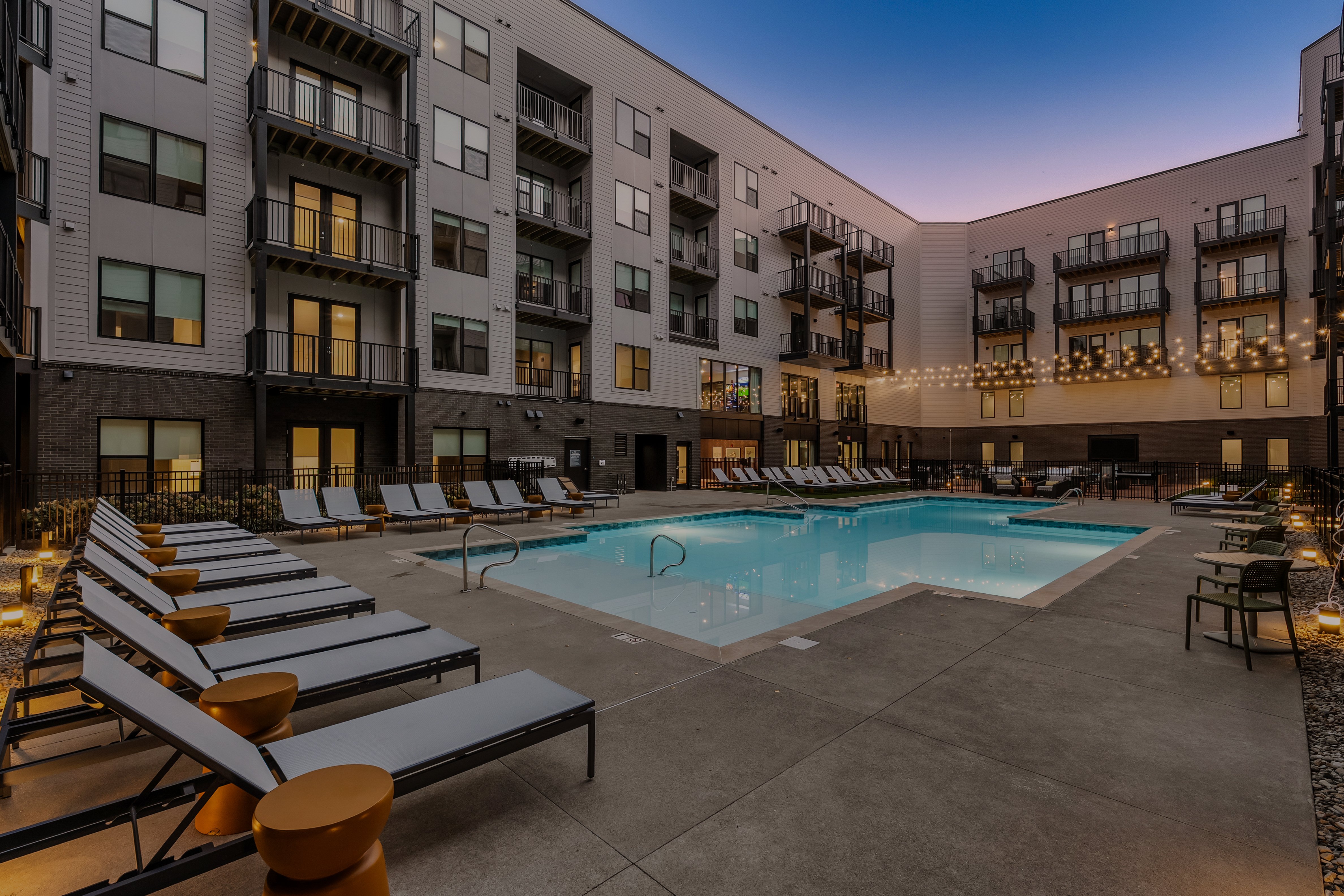 Beautiful Pool at Sunset at The Galaxy at Polaris, perfect for remote workers.