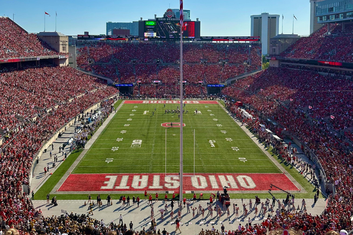 Ohio State University football gameday at Ohio Stadium, showcasing the energy of living near OSU.