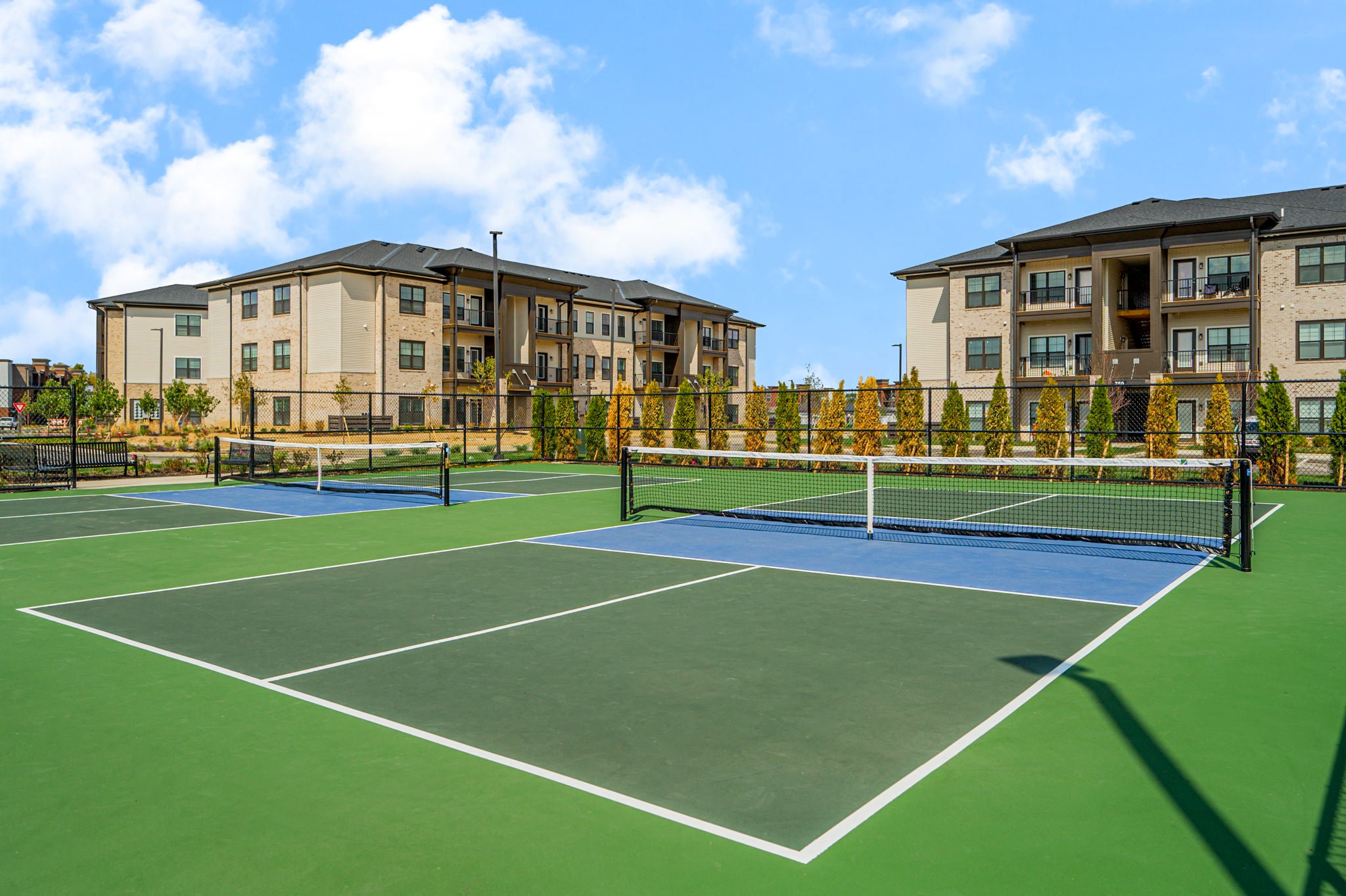 Pickleball courts at Club at Woodside in Marysville, Ohio showcasing community amenities and outdoor recreation space.