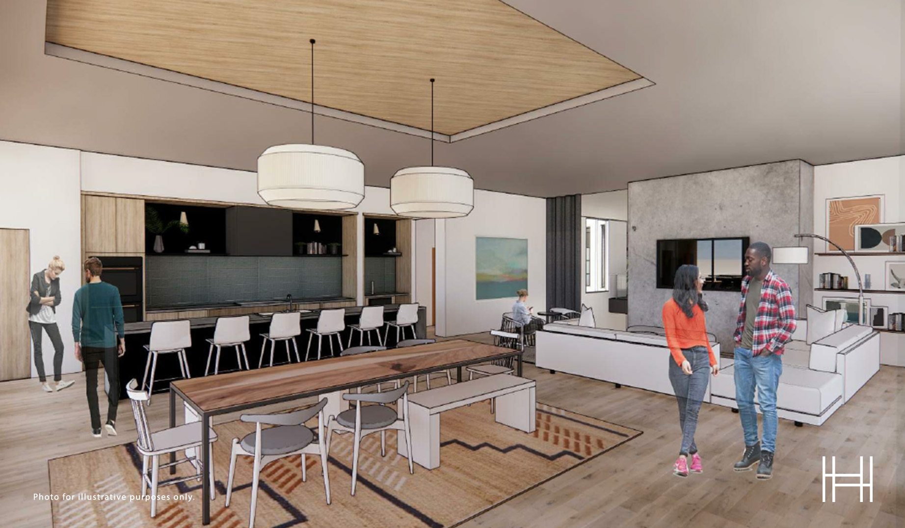 rendering of entertainment suite at the hutton at privada luxury apartments