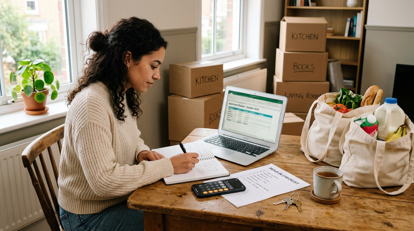 First-time renter planning an apartment budget