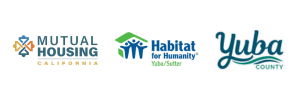 Mutual Housing California logo, Habitat for Humanity Yuba-Sutter logo, Yuba County logo