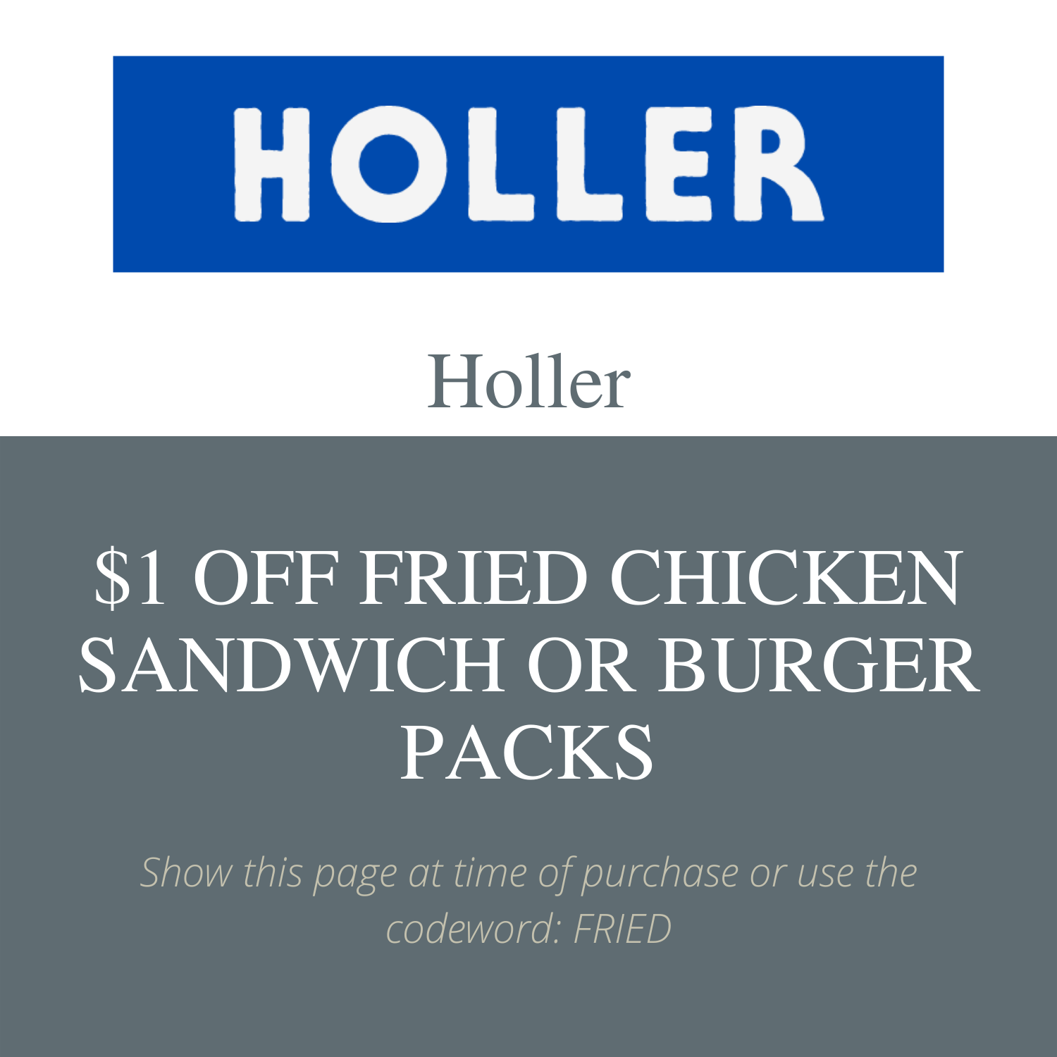 Holler PDX Fried Chicken Flyer