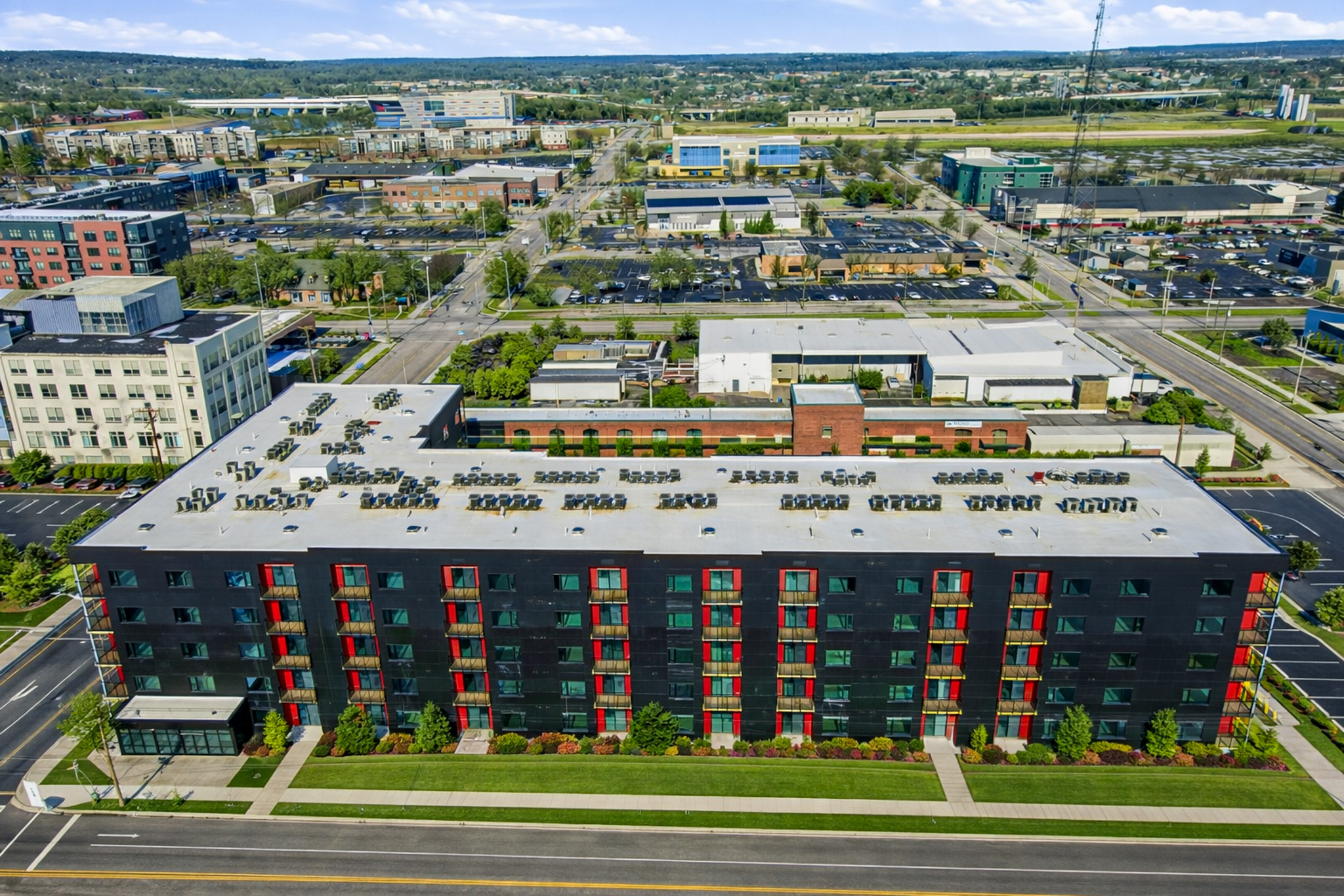 Aerial Shot of Brand New Apartments Webster Station Flats near Downtown Dayton