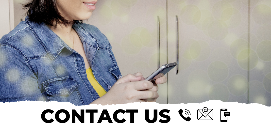 Contact us page header image with woman on a phone