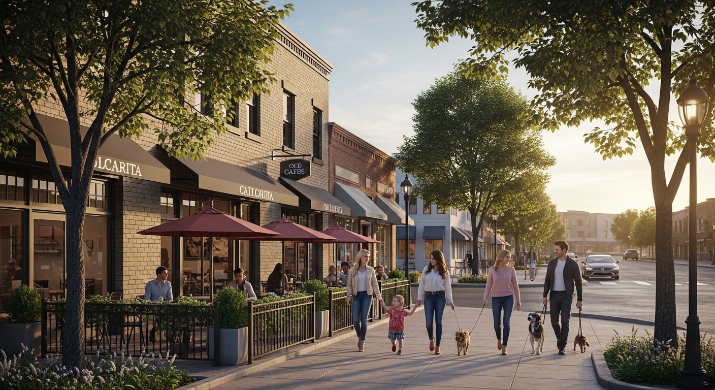 Walkable streets and neighborhood lifestyle in Old Town Newhall Santa Clarita California