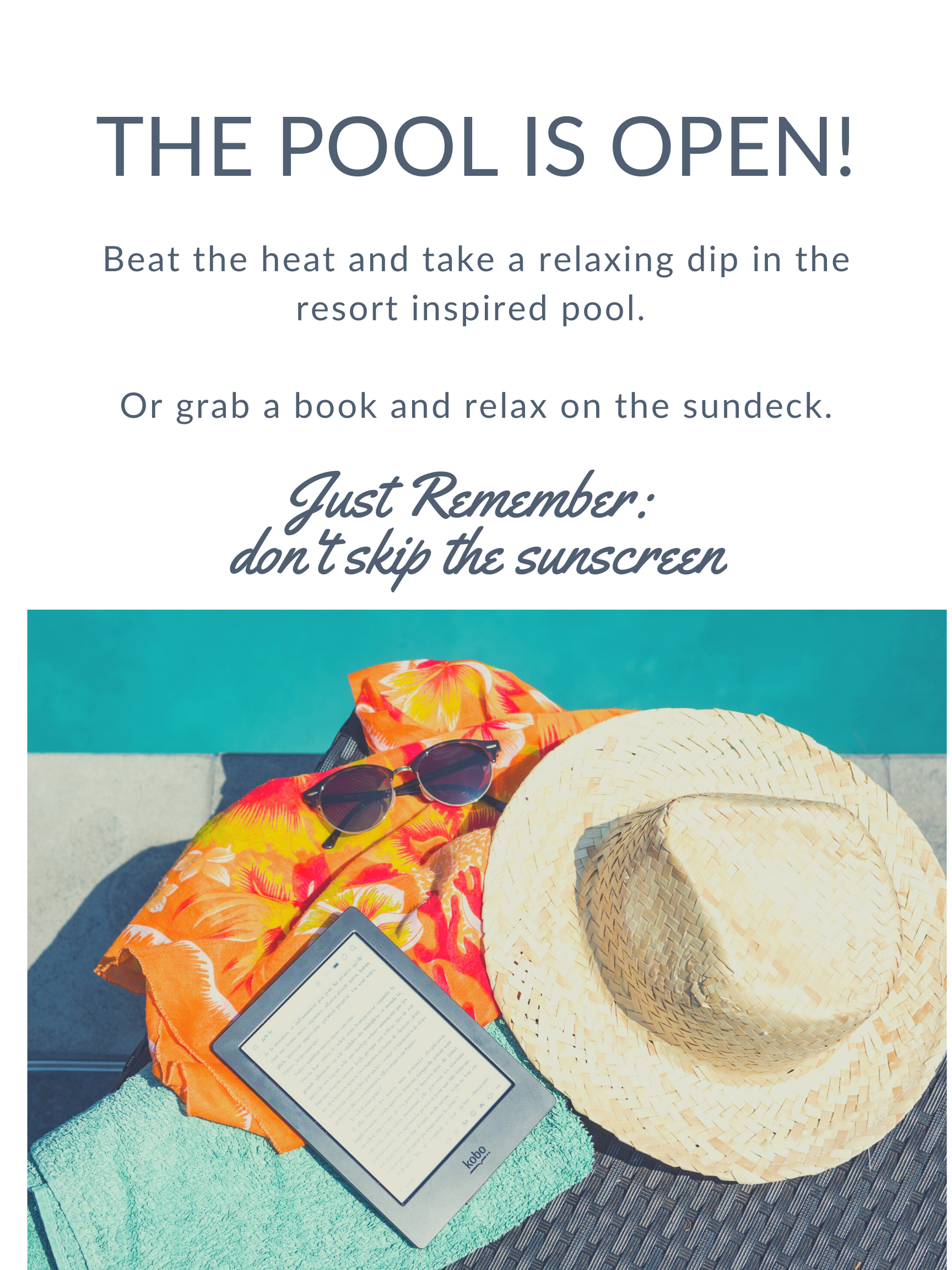 pool flyer for resort inspired pool at Villas at Stone Oak Ranch Austin, TX