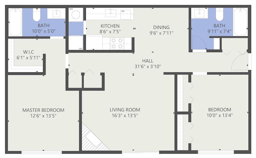 Harlinsdale 2 bedroom 2 bathroom 1,092 square foot apartment at The Whitney Franklin