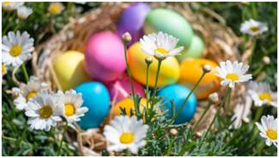 easter eggs and flowers