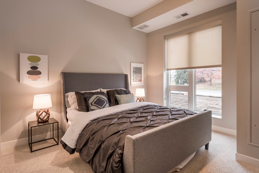 furnished bedroom at the preserve at normandale lake apartments