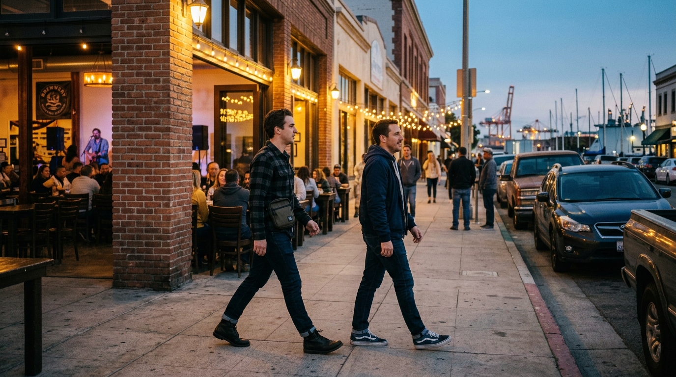 Friends heading out for an evening in Downtown San Pedro