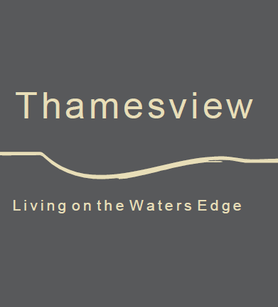 A graphic with the text Thamesview and Living on the Waters Edge.