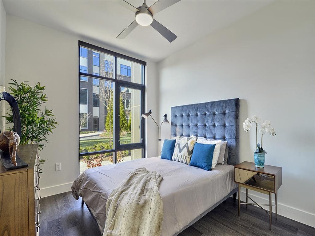 Bright bedroom with large window at Vermella Union, Union NJ