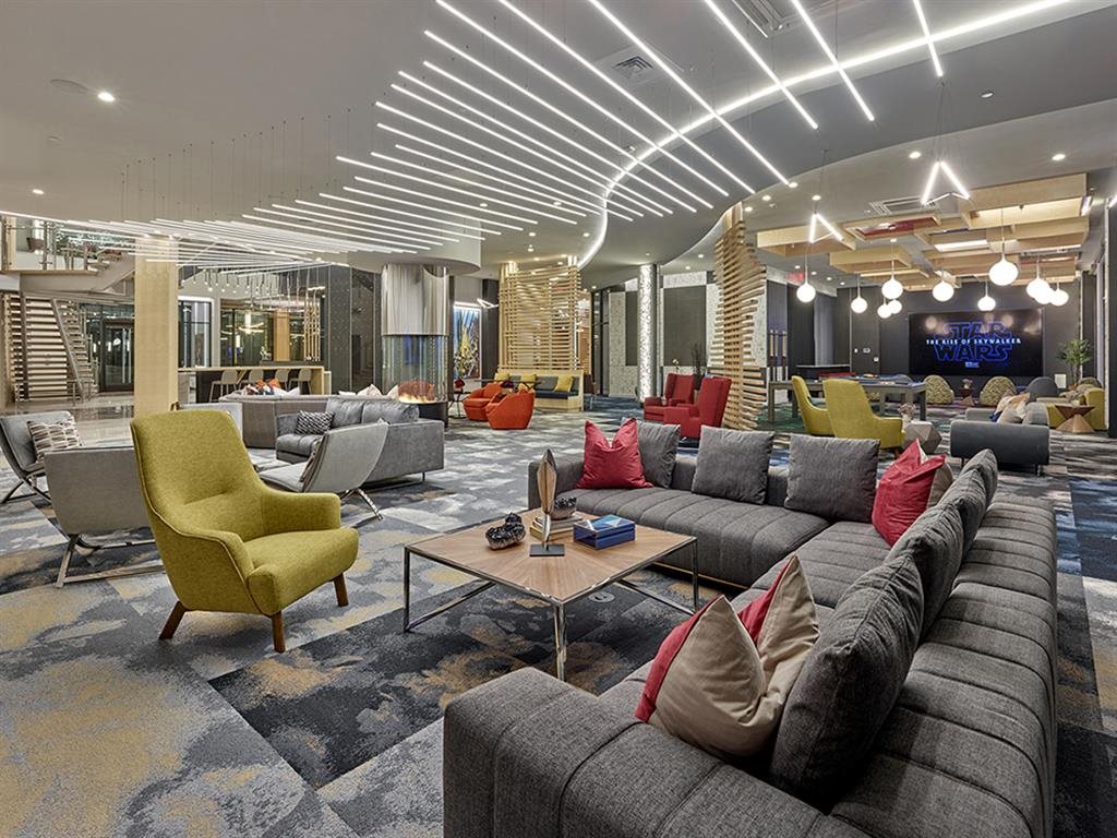 Union Club lounge with comfortable seating at Vermella Union, Union NJ