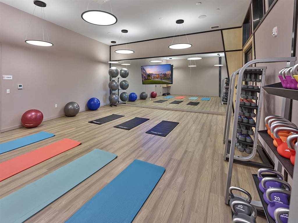 Yoga room and mat pilates spaces at Vermella Union, Union NJ