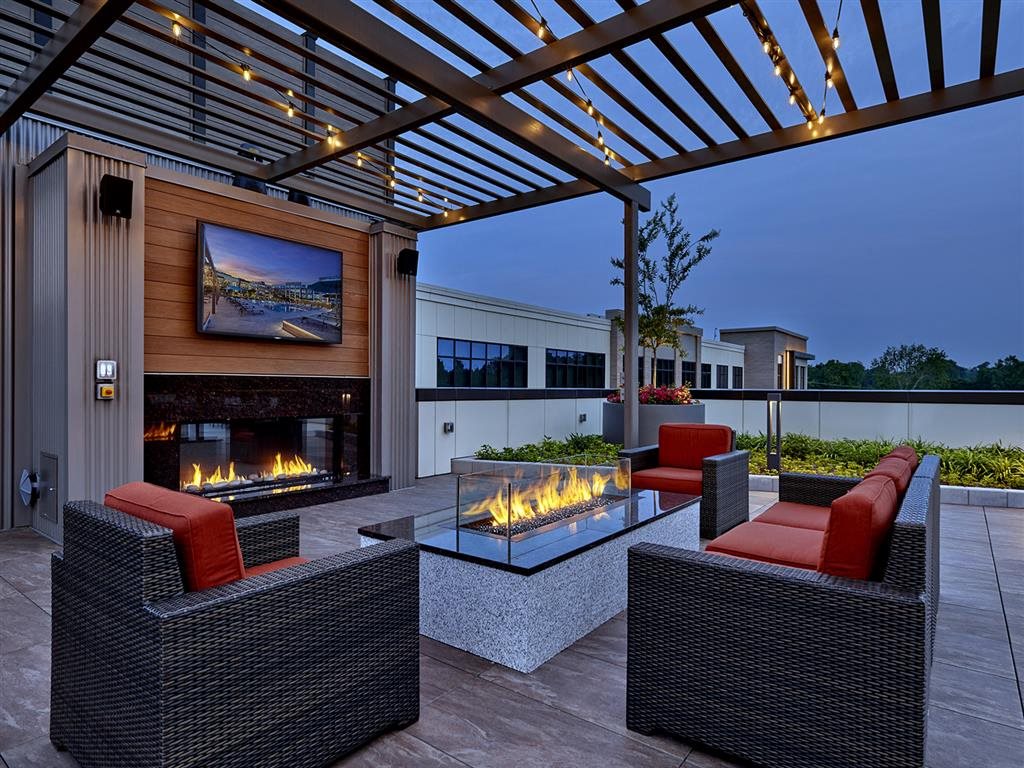 Rooftop terrace with firepit at Vermella Union, Union NJ