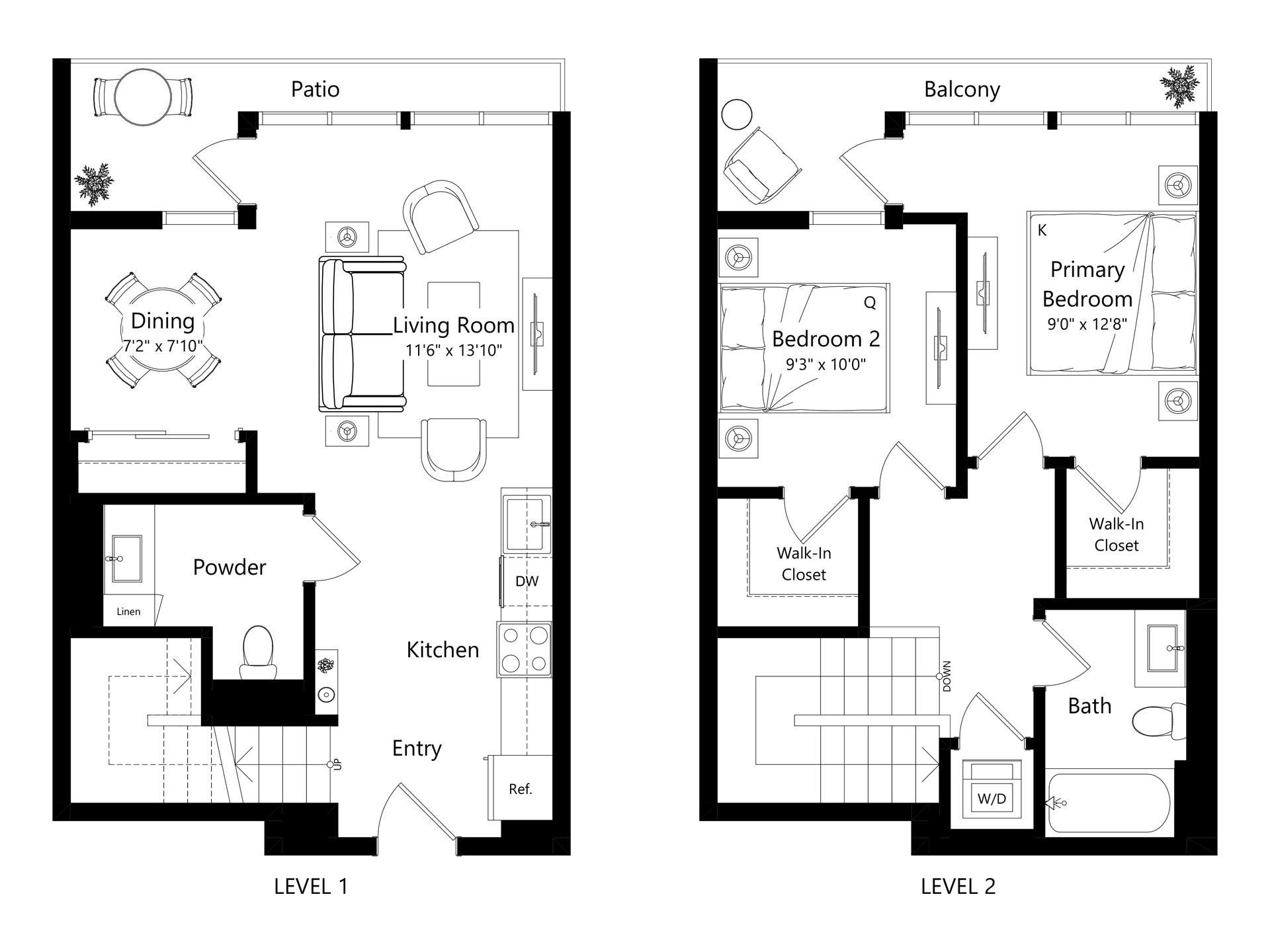 Floor plan layout diagram for LT3.L1 - 2 Bed 2 Bath