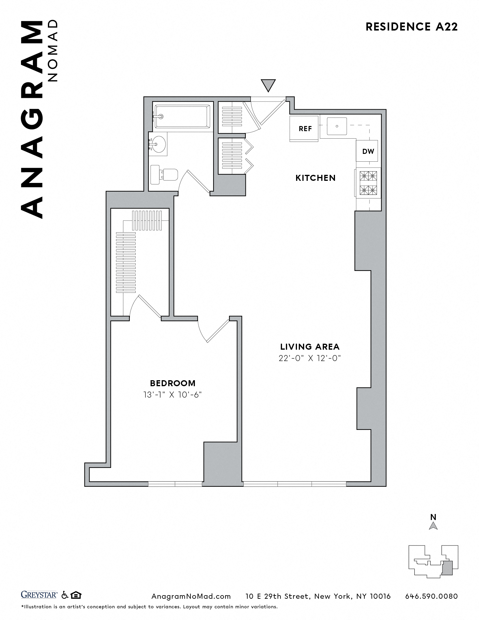 Floor plan layout diagram for A22