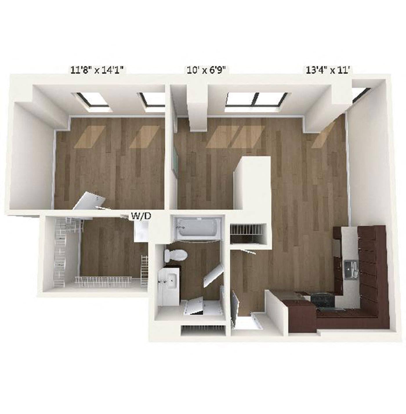 Floor plan layout diagram for A15 | 1 Bed | 1 Bath