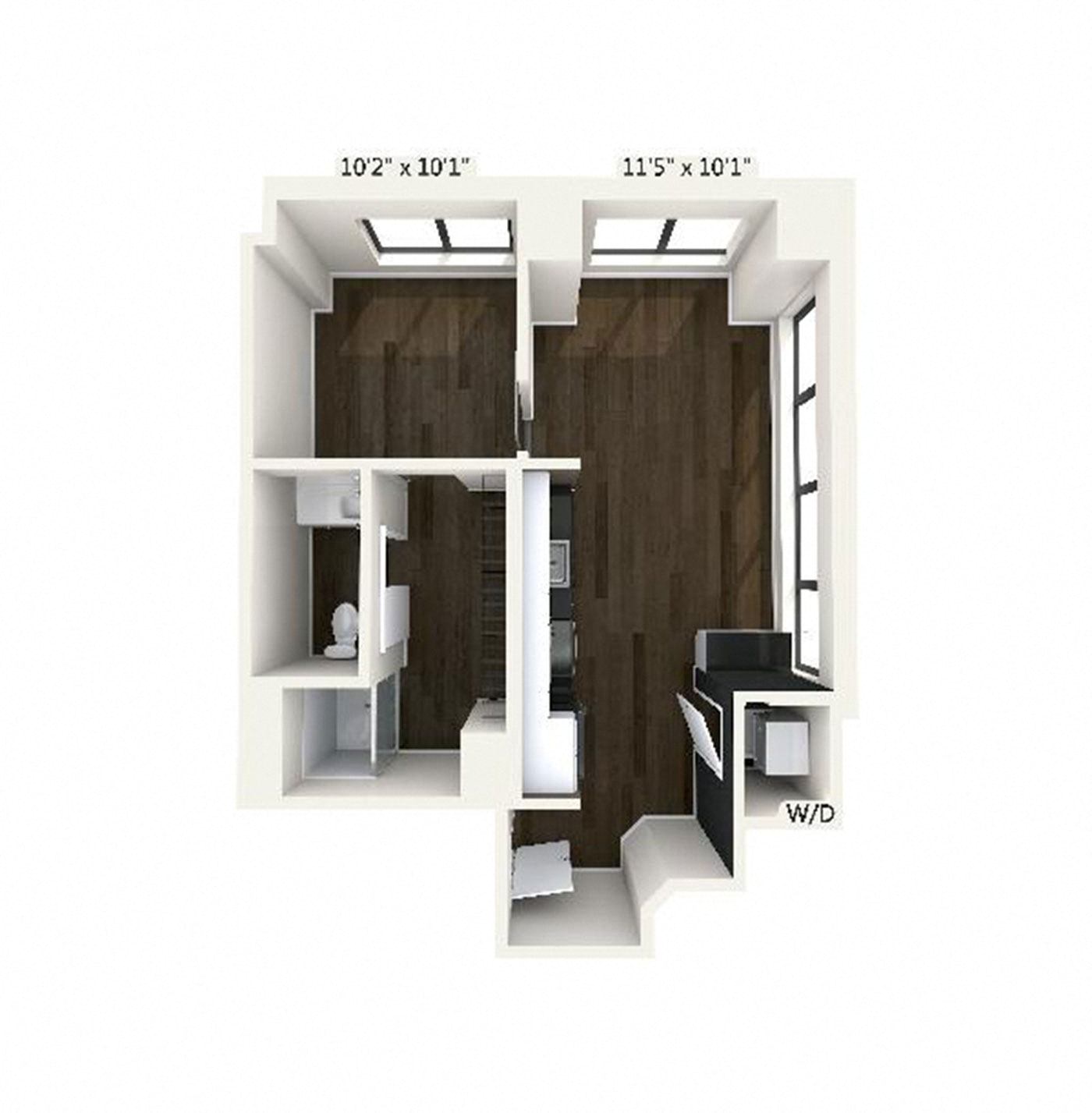 Floor plan layout diagram for A3 | 1 Bed | 1 Bath
