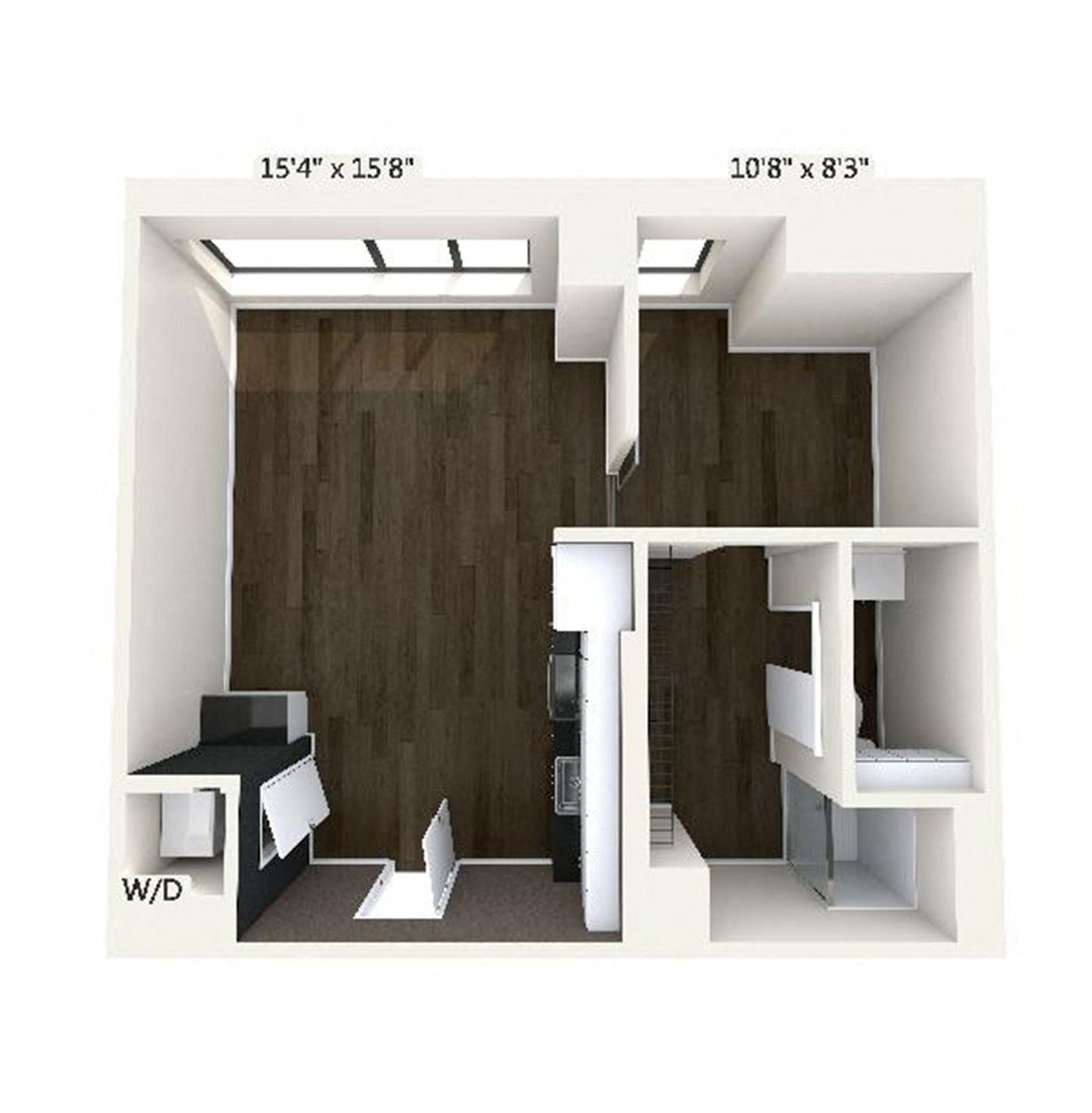 Floor plan layout diagram for A6 | 1 Bed | 1 Bath