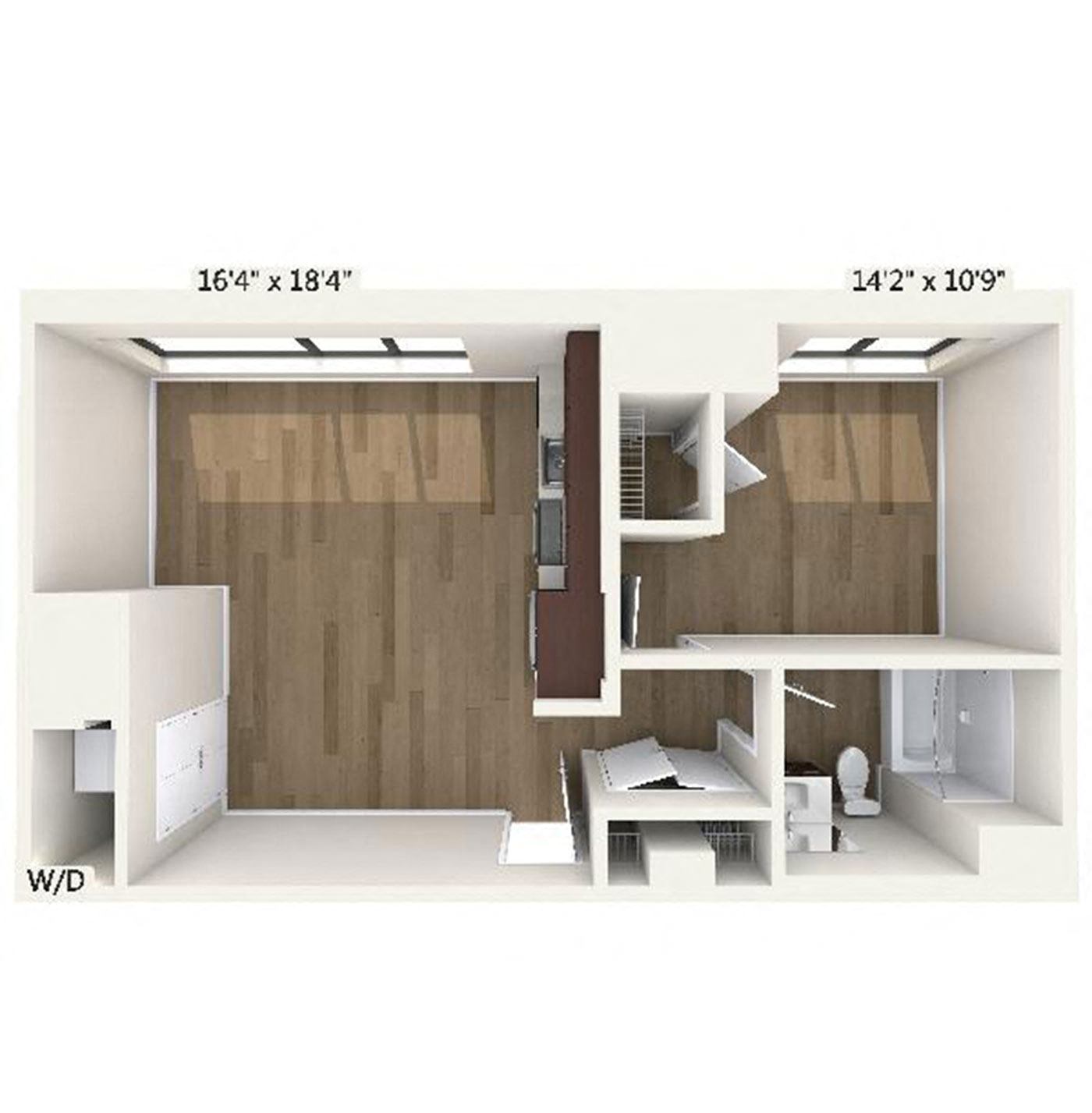 Floor plan layout diagram for A7 | 1 Bed | 1 Bath