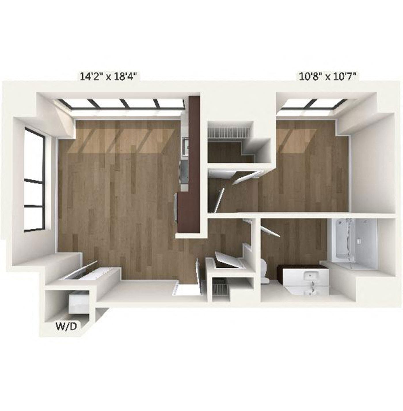 Floor plan layout diagram for A8 | 1 Bed | 1 Bath