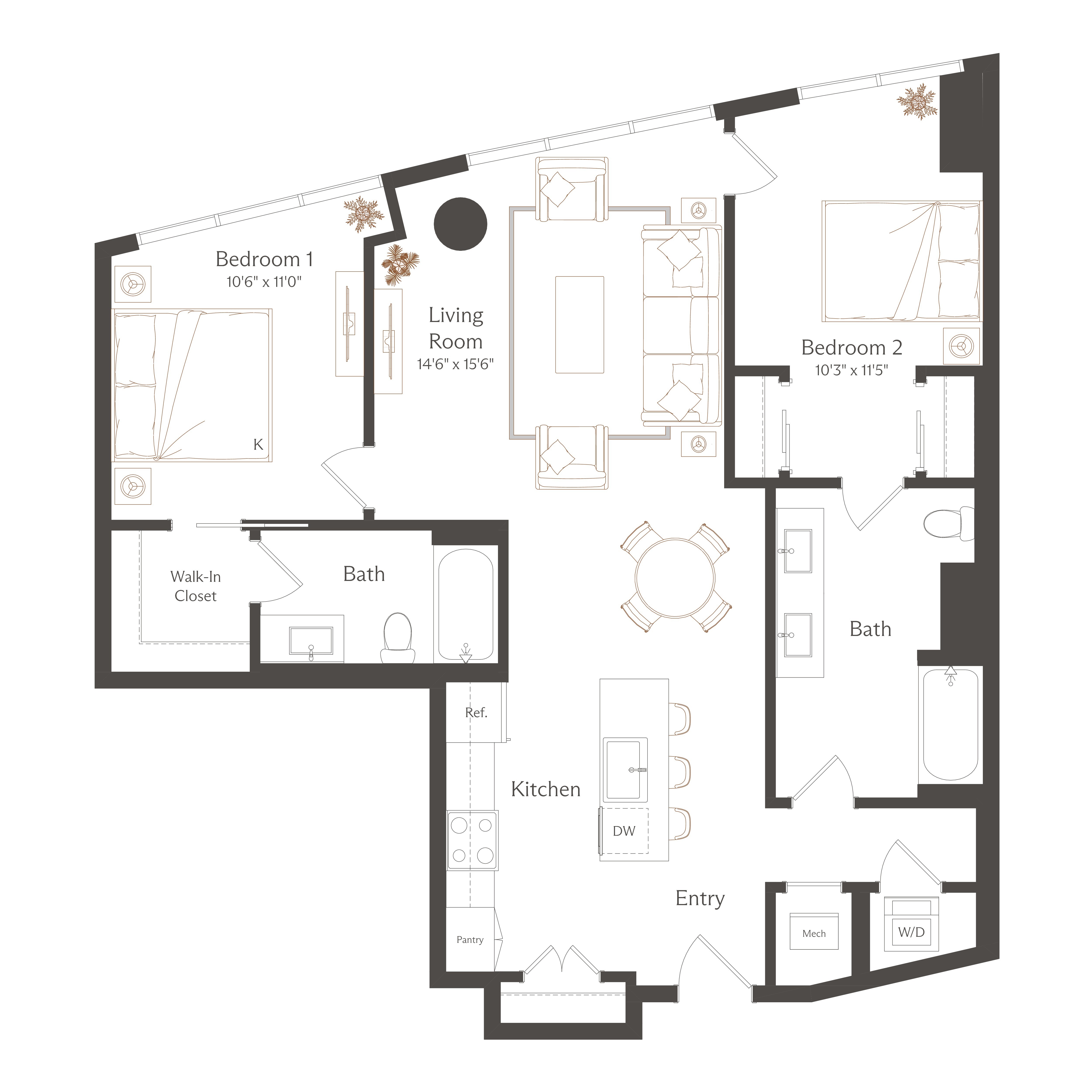 Floor plan layout diagram for B2