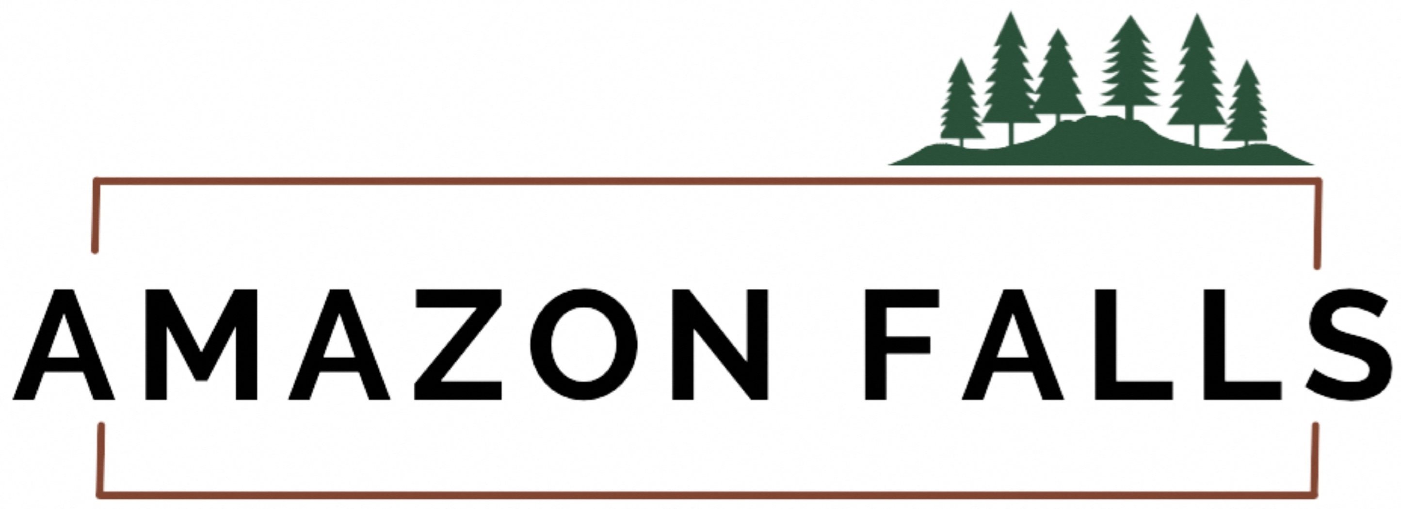 an image of the amazon falls logo with trees in the background