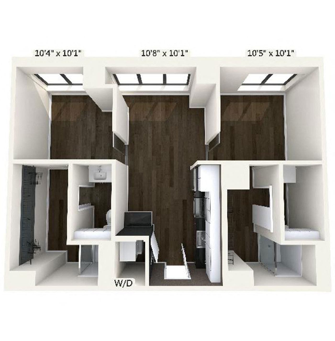 Floor plan layout diagram for B1 | 2 Bed | 2 Bath