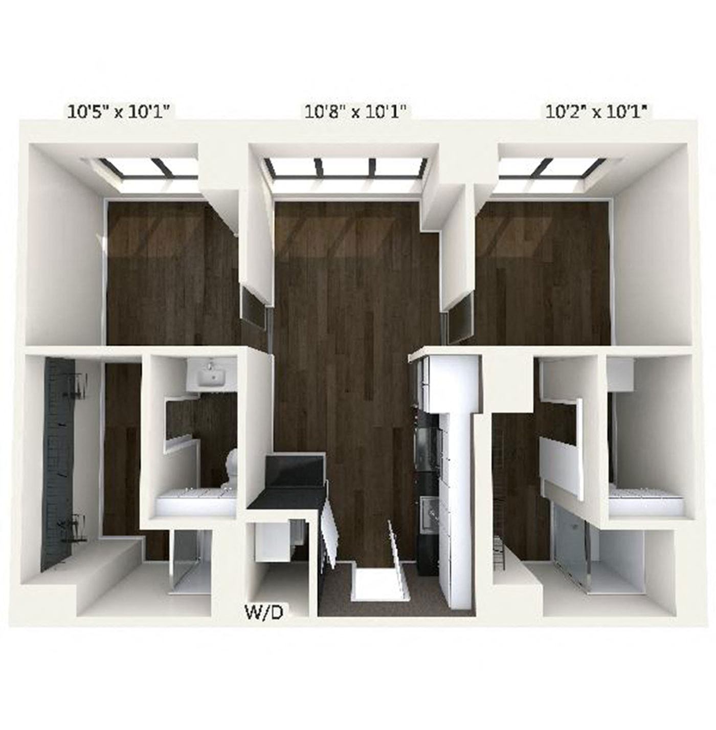 Floor plan layout diagram for B2 | 2 Bed | 2 Bath