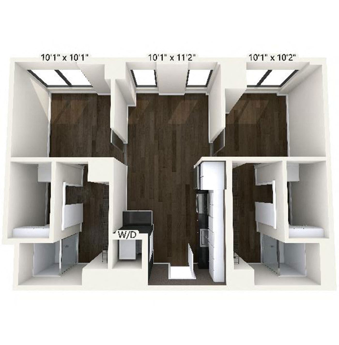Floor plan layout diagram for B3 | 2 Bed | 2 Bath