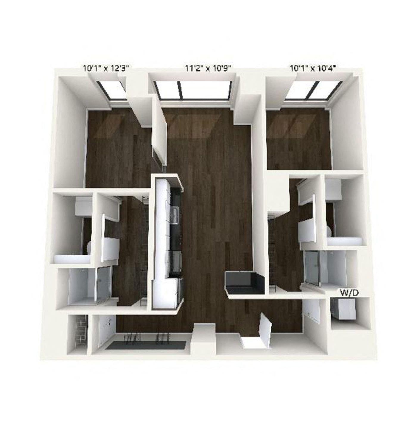 Floor plan layout diagram for B4 | 2 Bed | 2 Bath