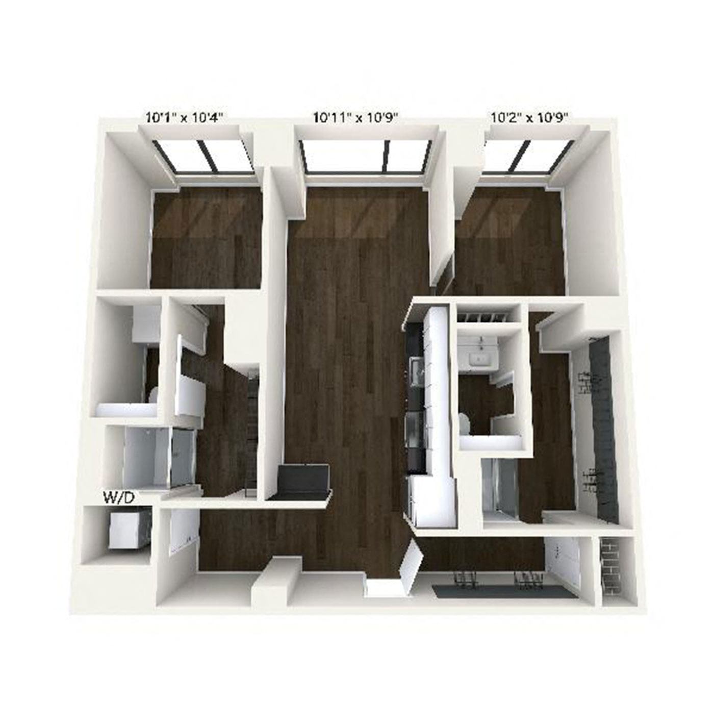 Floor plan layout diagram for B5 | 2 Bed | 2 Bath