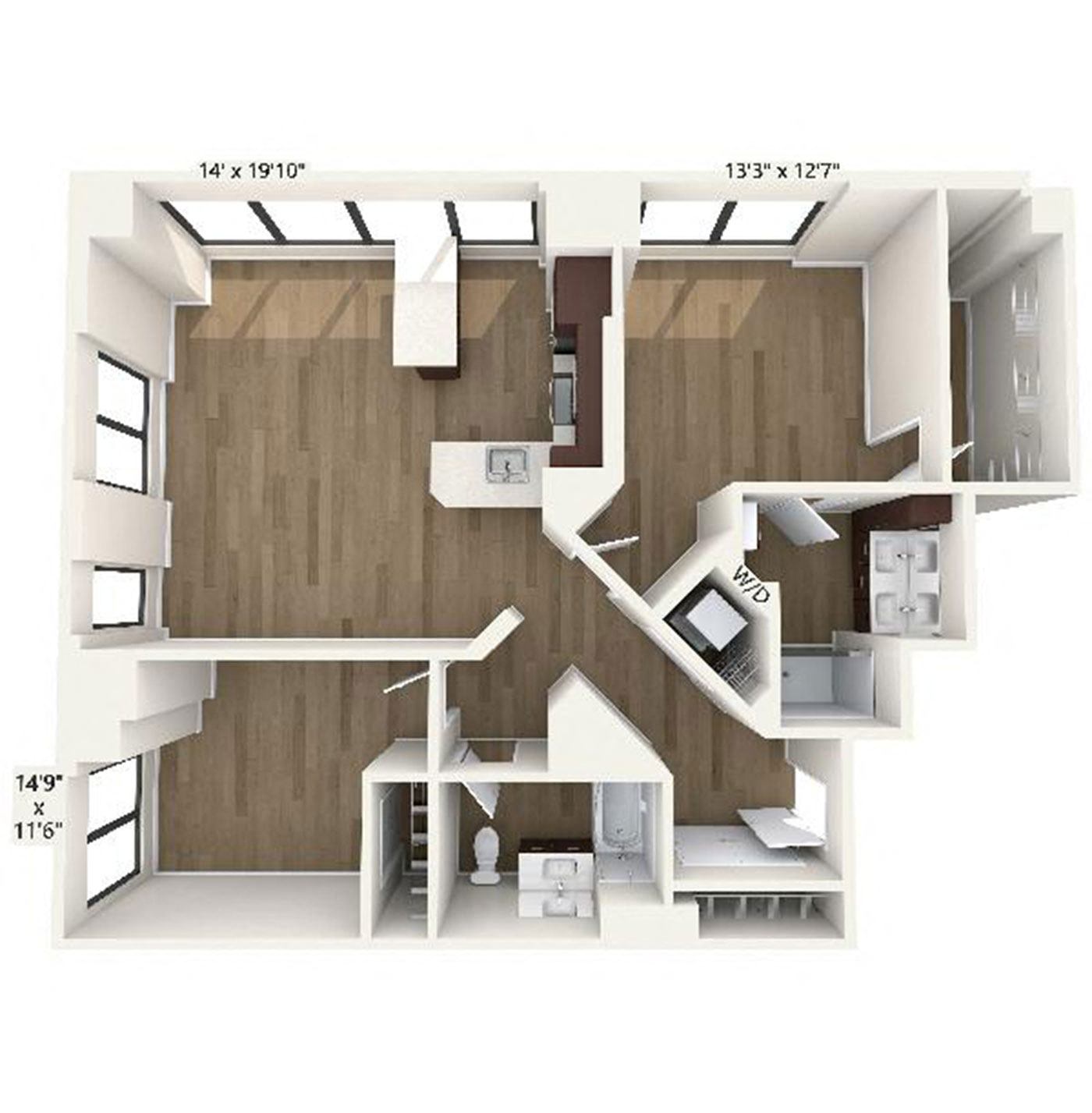 Floor plan layout diagram for B8 | 2 Bed | 2 Bath
