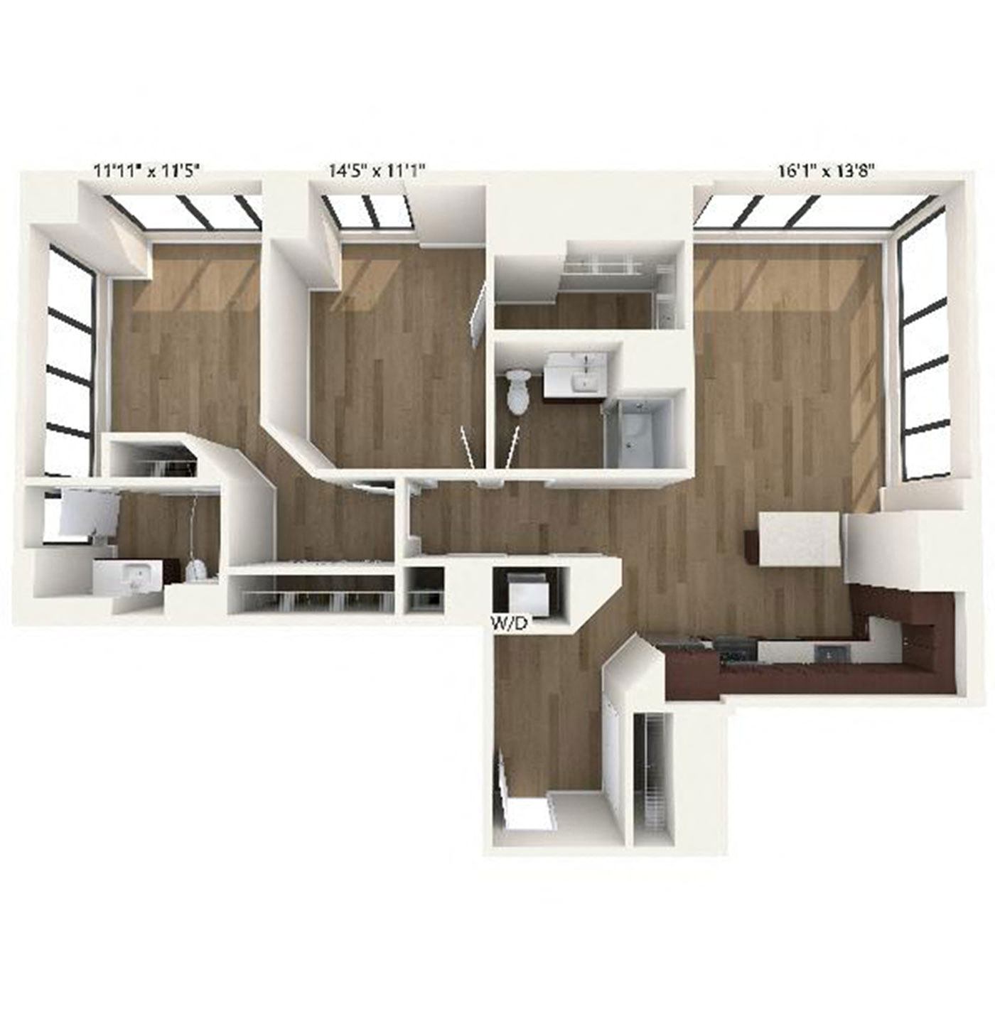 Floor plan layout diagram for B9 | 2 Bed | 2 Bath