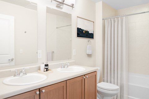 Bathroom with dual sink vanity